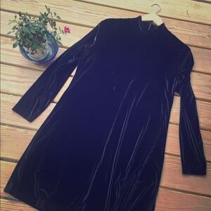 Ladies Vintage black velvet turtle neck dress